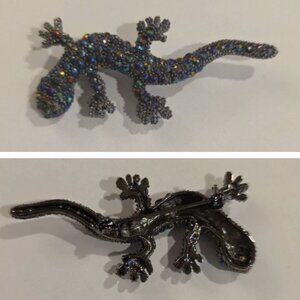 VINTAGE JEWELED BROOCH SALAMANDER/GECKO/LIZARD 3"
